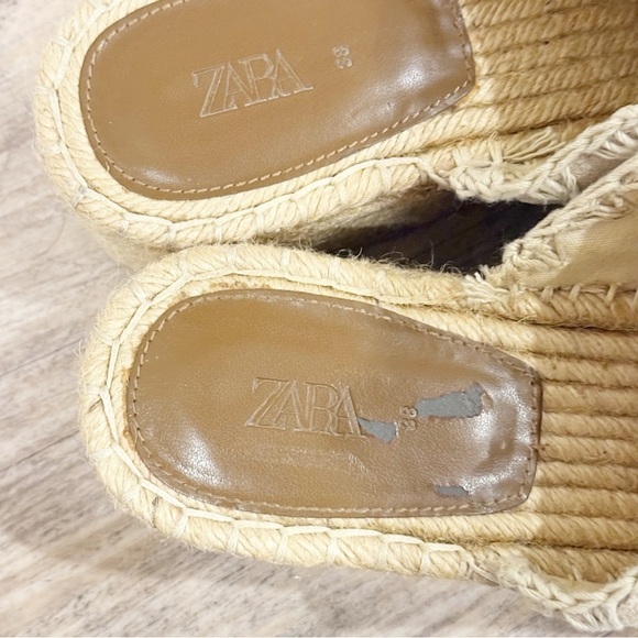 Zara Tan Crochet Platform Mule Espadrille Slip on, Size 8.5 - Picture 10 of 12